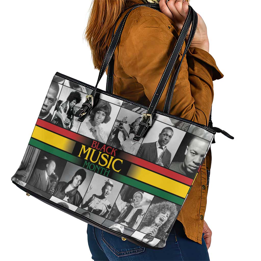 African-American Black Music Month Leather Tote Bag Legends Tribute