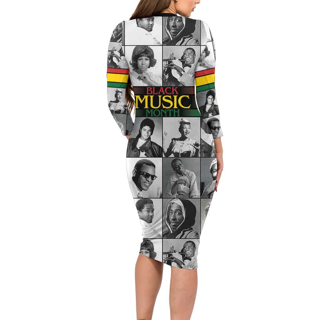 African-American Black Music Month Long Sleeve Bodycon Dress Legends Tribute