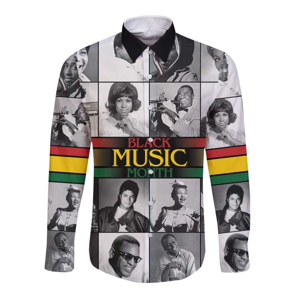 African-American Black Music Month Long Sleeve Button Shirt Legends Tribute