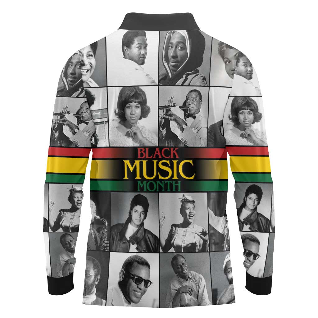 African-American Black Music Month Long Sleeve Polo Shirt Legends Tribute