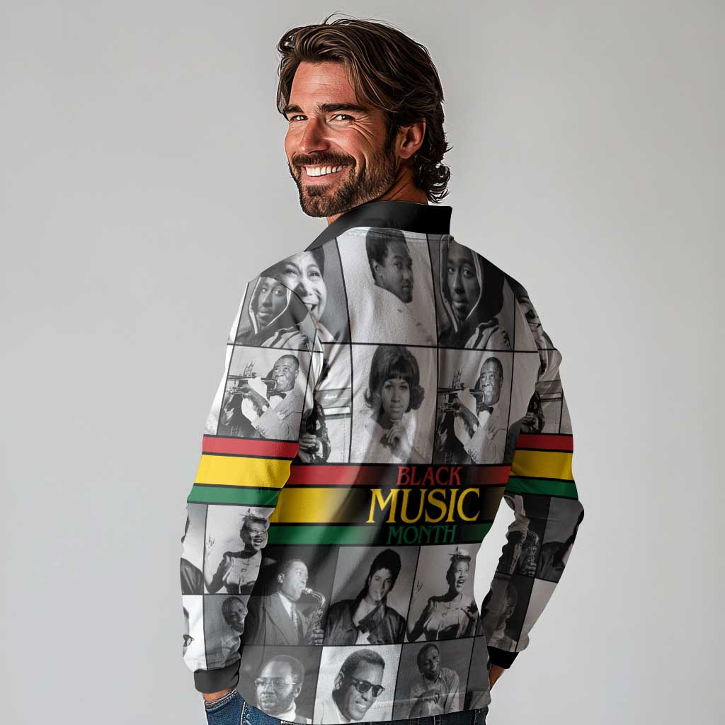 African-American Black Music Month Long Sleeve Polo Shirt Legends Tribute