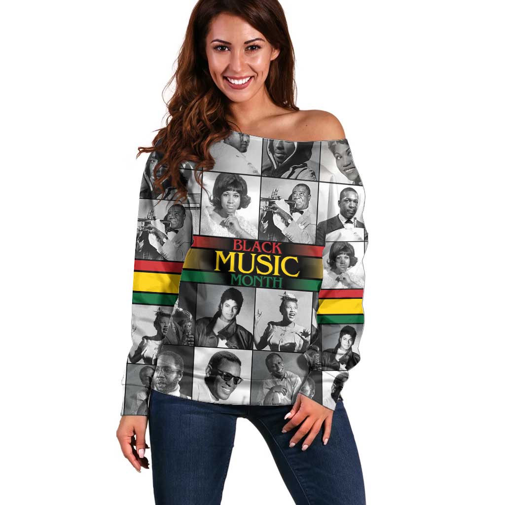 African-American Black Music Month Off Shoulder Sweater Legends Tribute