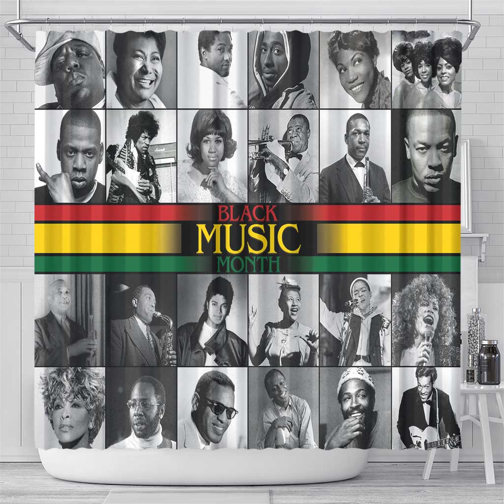 African-American Black Music Month Shower Curtain Legends Tribute