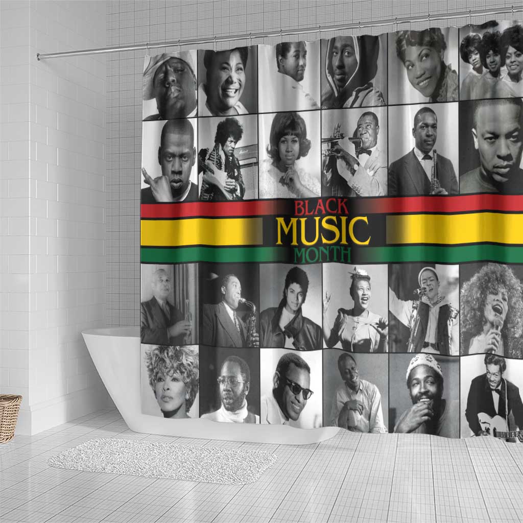 African-American Black Music Month Shower Curtain Legends Tribute