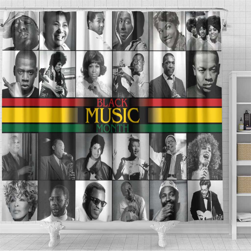 African-American Black Music Month Shower Curtain Legends Tribute