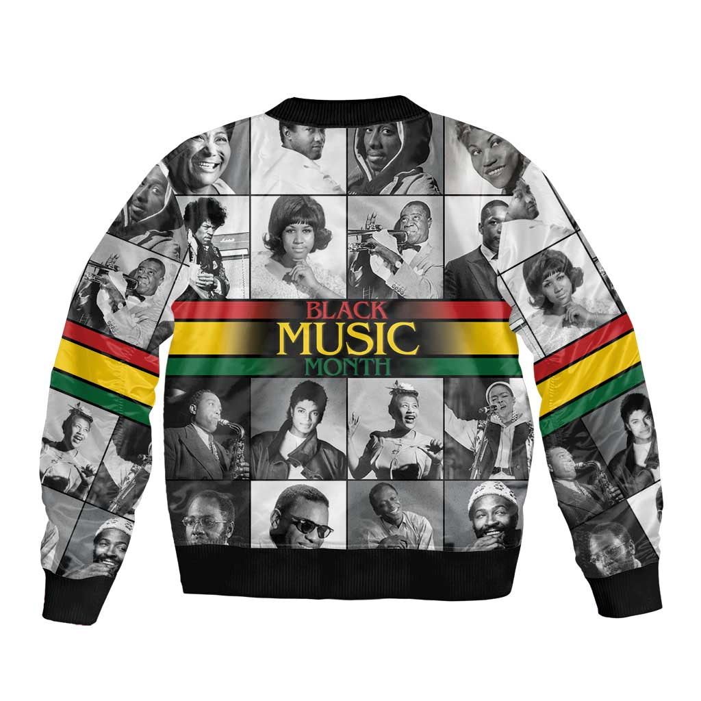 African-American Black Music Month Sleeve Zip Bomber Jacket Legends Tribute