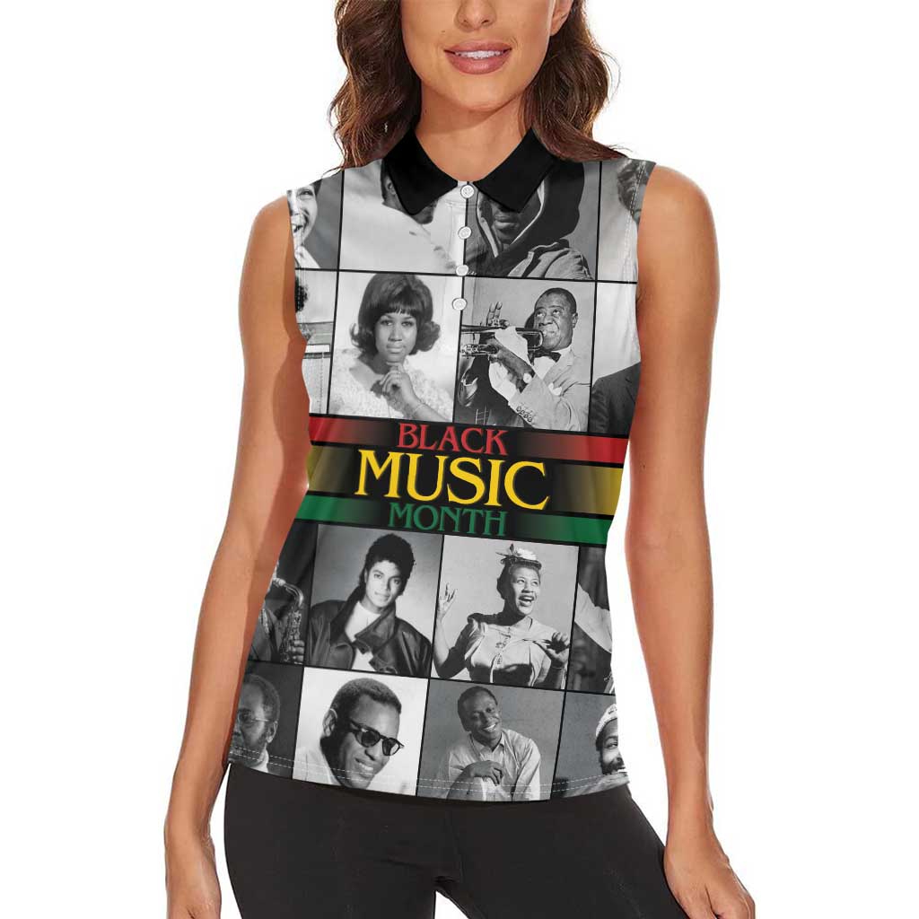 African-American Black Music Month Women Sleeveless Polo Shirt Legends Tribute