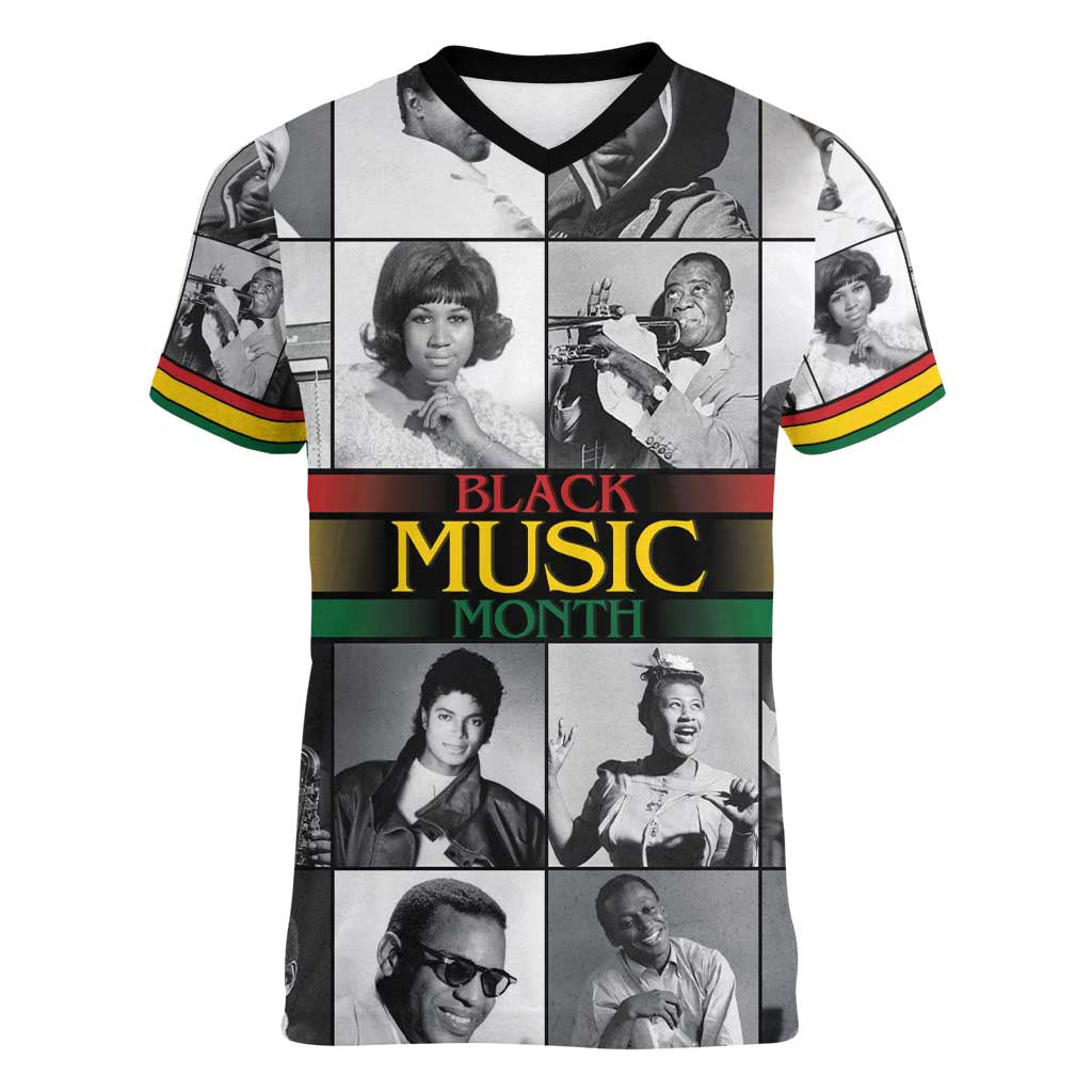 African-American Black Music Month Women V-Neck T-Shirt Legends Tribute