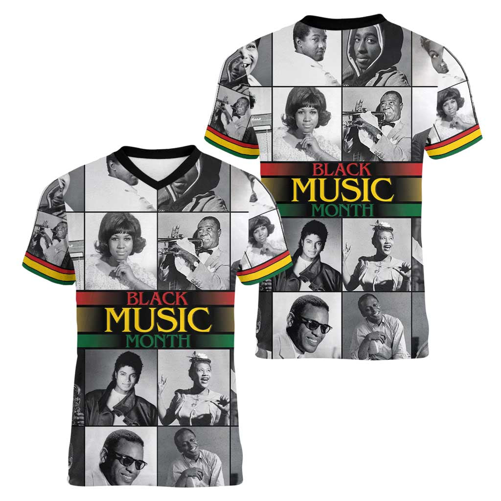 African-American Black Music Month Women V-Neck T-Shirt Legends Tribute