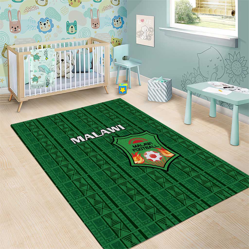 Malawi Football Area Rug Come On Flames - Green - Wonder Print Shop