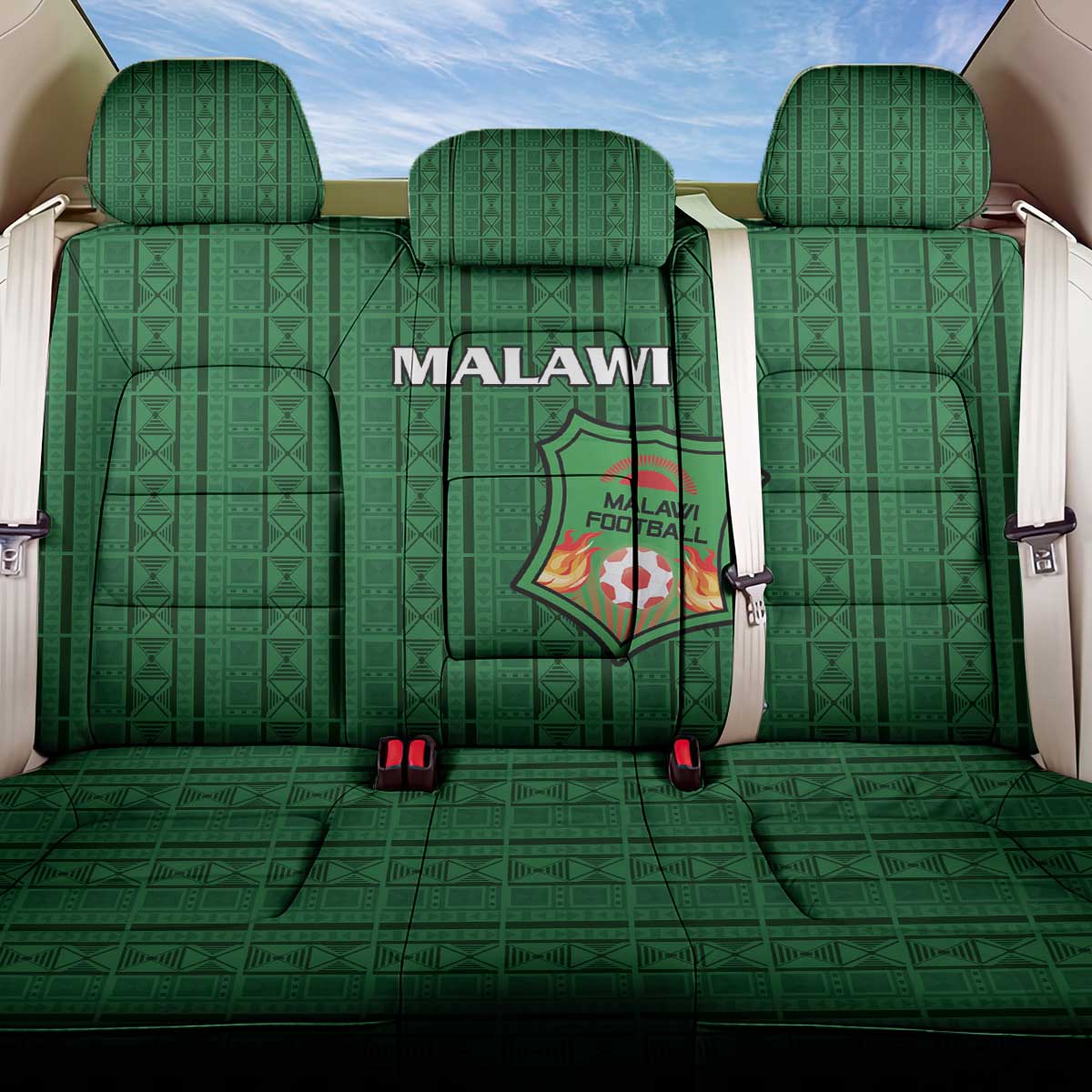 Malawi Football Back Car Seat Cover Come On Flames - Green - Wonder Print Shop