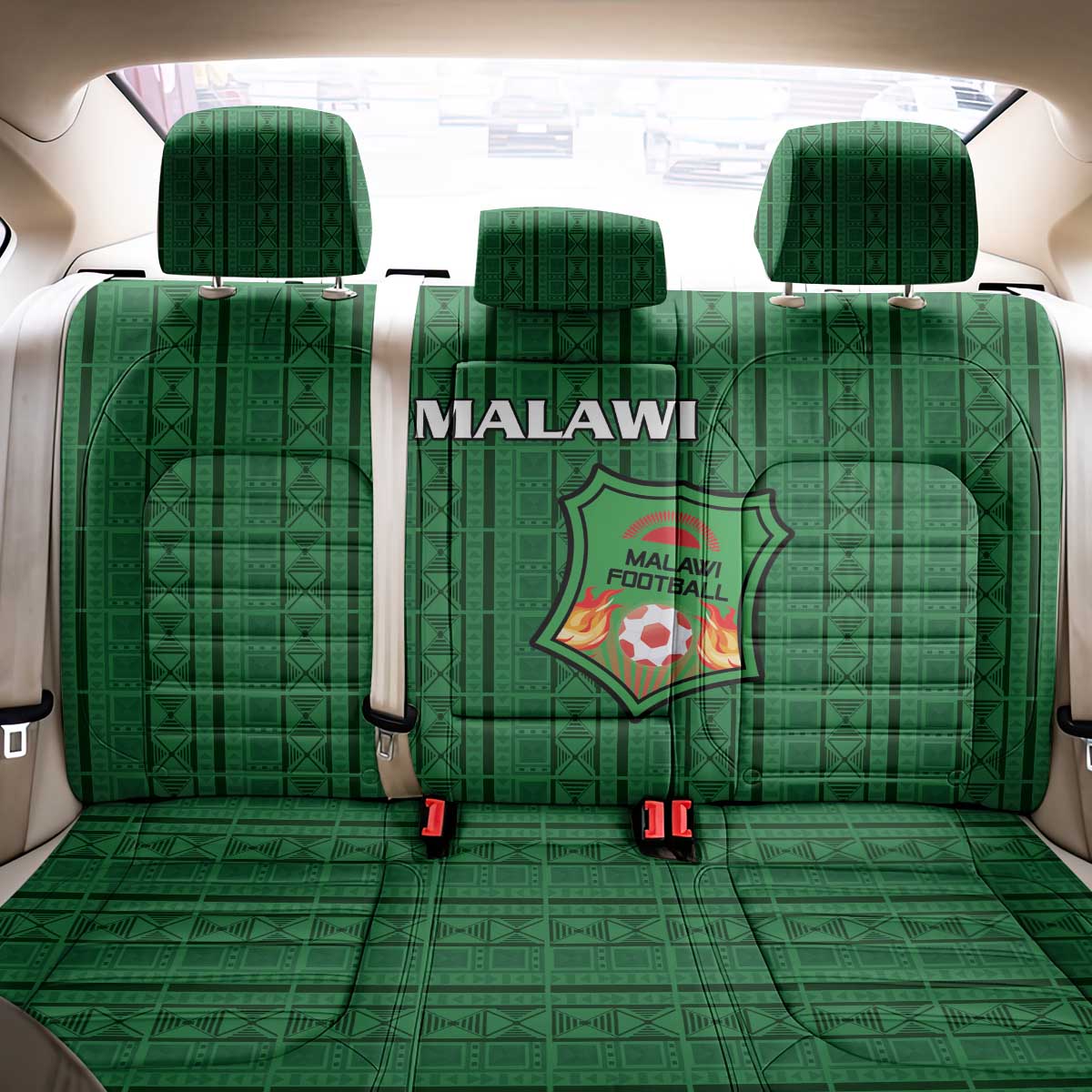 Malawi Football Back Car Seat Cover Come On Flames - Green - Wonder Print Shop