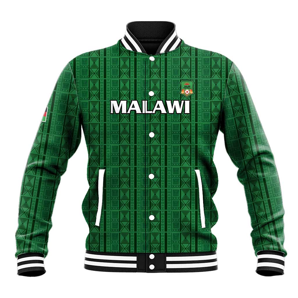 Custom Malawi Football Baseball Jacket Come On Flames - Green - Wonder Print Shop