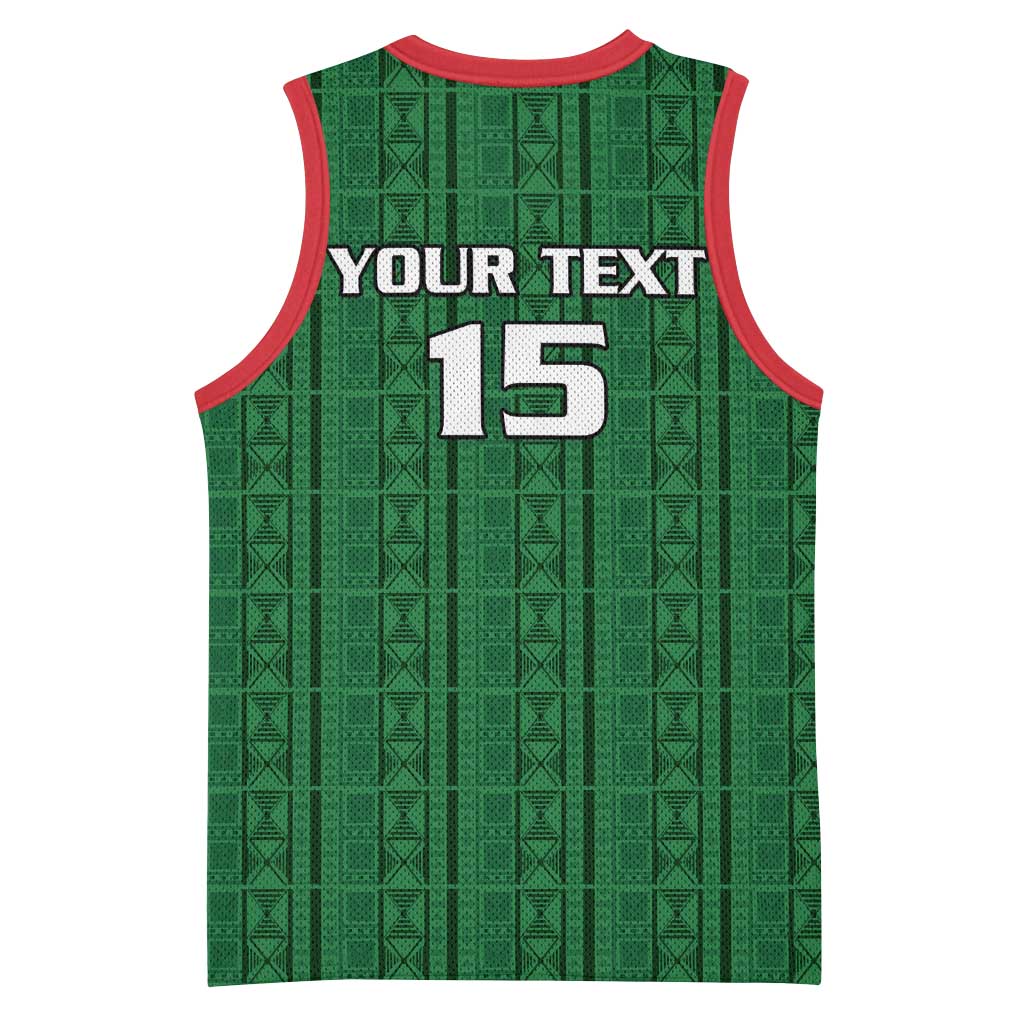 Custom Malawi Football Basketball Jersey Come On Flames - Green - Wonder Print Shop
