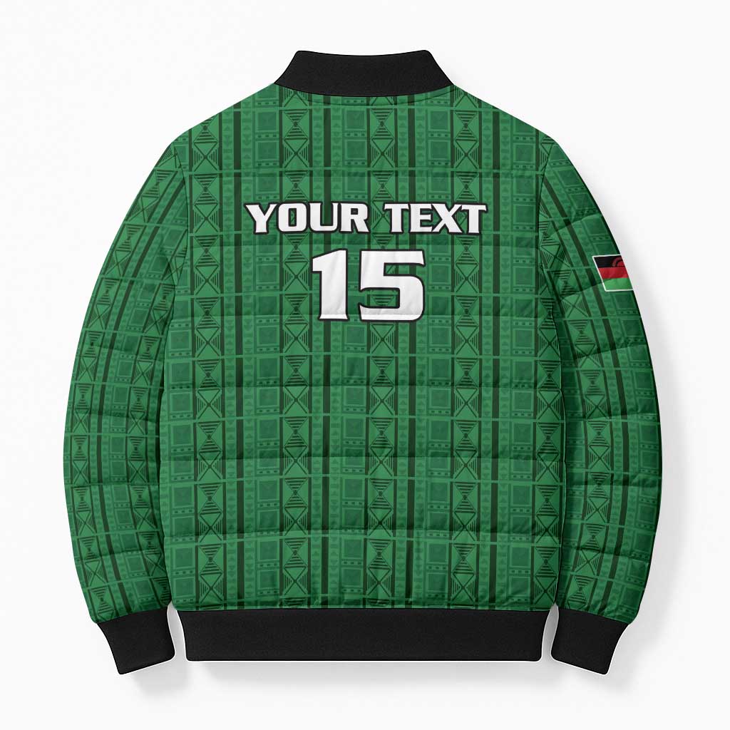 Custom Malawi Football Bomber Puffer Jacket Come On Flames - Green - Wonder Print Shop