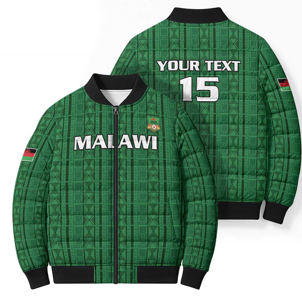 Custom Malawi Football Bomber Puffer Jacket Come On Flames - Green - Wonder Print Shop
