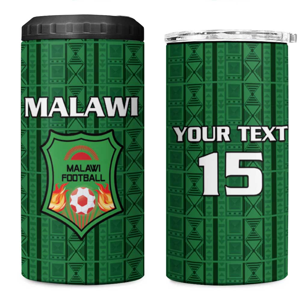 Custom Malawi Football 4 in 1 Can Cooler Tumbler Come On Flames - Green - Wonder Print Shop