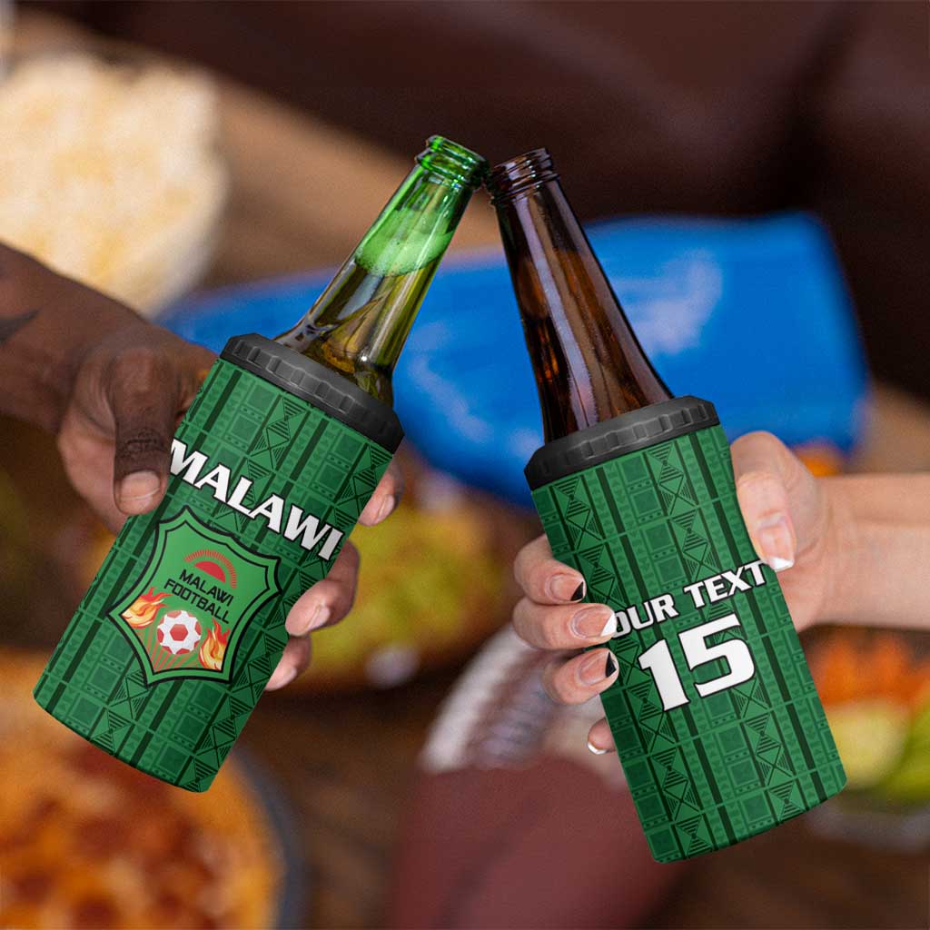 Custom Malawi Football 4 in 1 Can Cooler Tumbler Come On Flames - Green - Wonder Print Shop