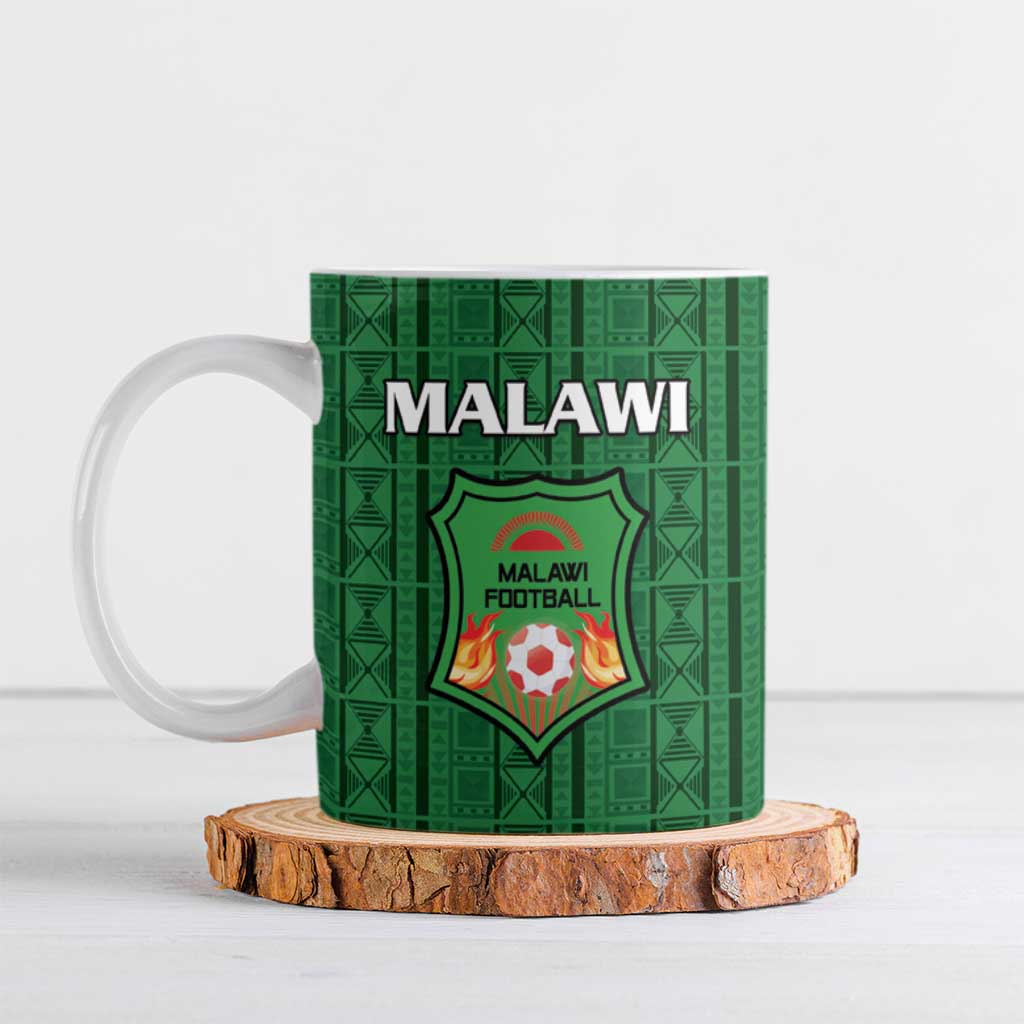 Custom Malawi Football Ceramic Mug Come On Flames - Green - Wonder Print Shop