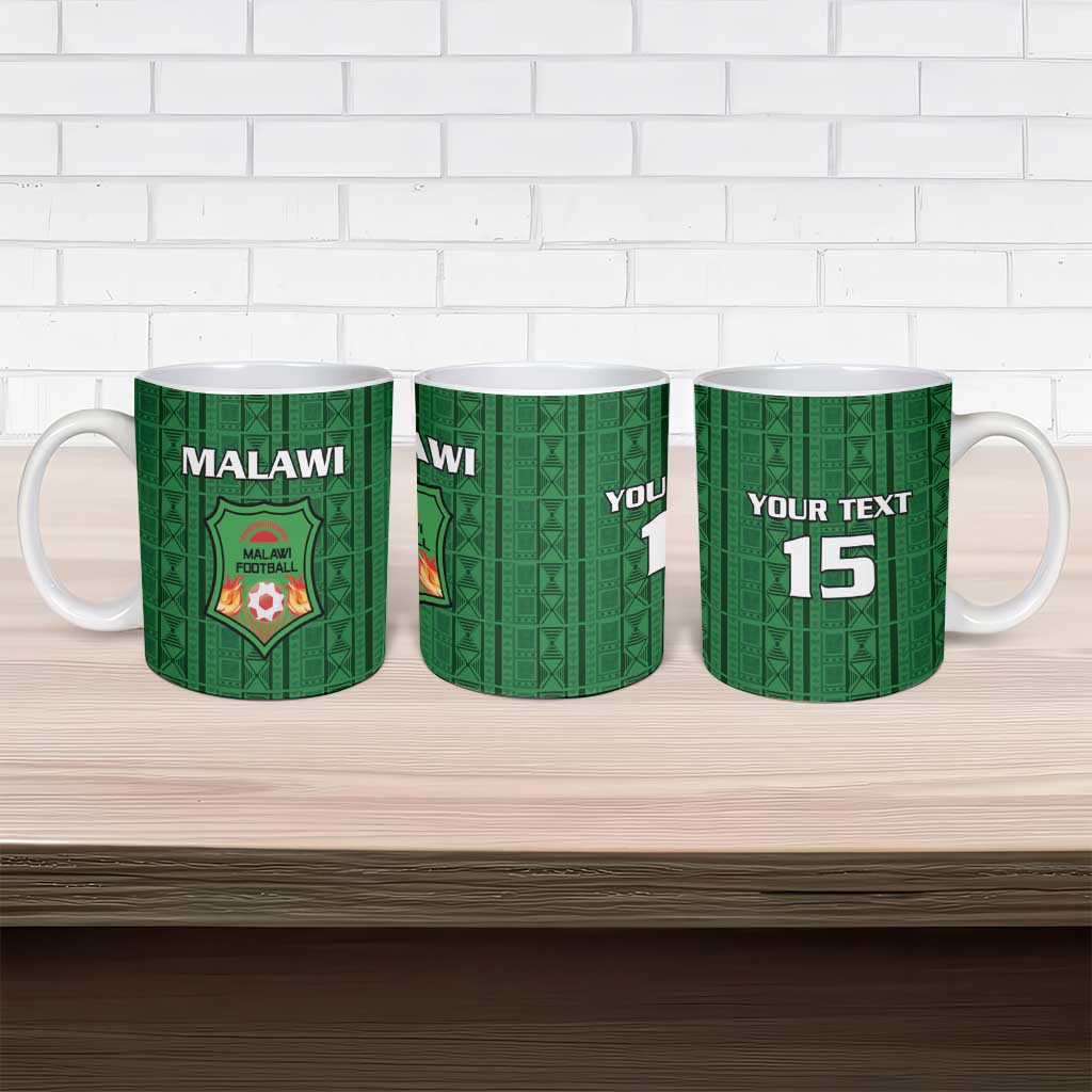 Custom Malawi Football Ceramic Mug Come On Flames - Green - Wonder Print Shop