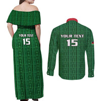 Custom Malawi Football Couples Matching Off Shoulder Maxi Dress and Long Sleeve Button Shirt Come On Flames - Green - Wonder Print Shop