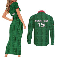 Custom Malawi Football Couples Matching Short Sleeve Bodycon Dress and Long Sleeve Button Shirt Come On Flames - Green - Wonder Print Shop