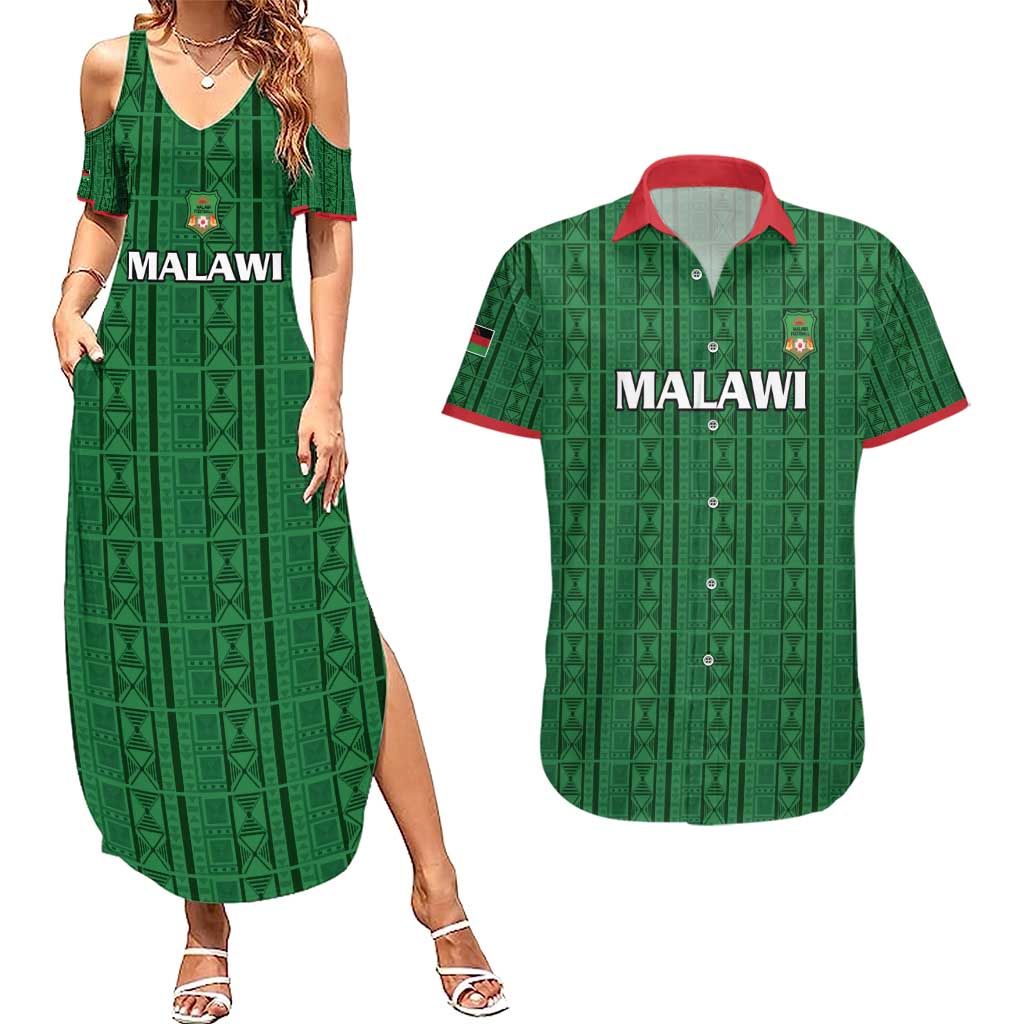 Custom Malawi Football Couples Matching Summer Maxi Dress and Hawaiian Shirt Come On Flames - Green - Wonder Print Shop