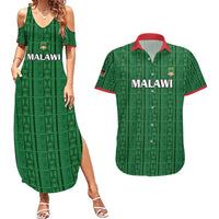 Custom Malawi Football Couples Matching Summer Maxi Dress and Hawaiian Shirt Come On Flames - Green - Wonder Print Shop