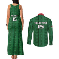 Custom Malawi Football Couples Matching Tank Maxi Dress and Long Sleeve Button Shirt Come On Flames - Green - Wonder Print Shop