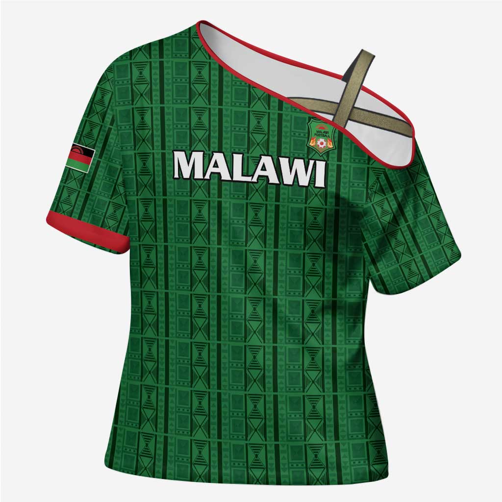 Custom Malawi Football Cross Shoulder Shirt Come On Flames - Green - Wonder Print Shop