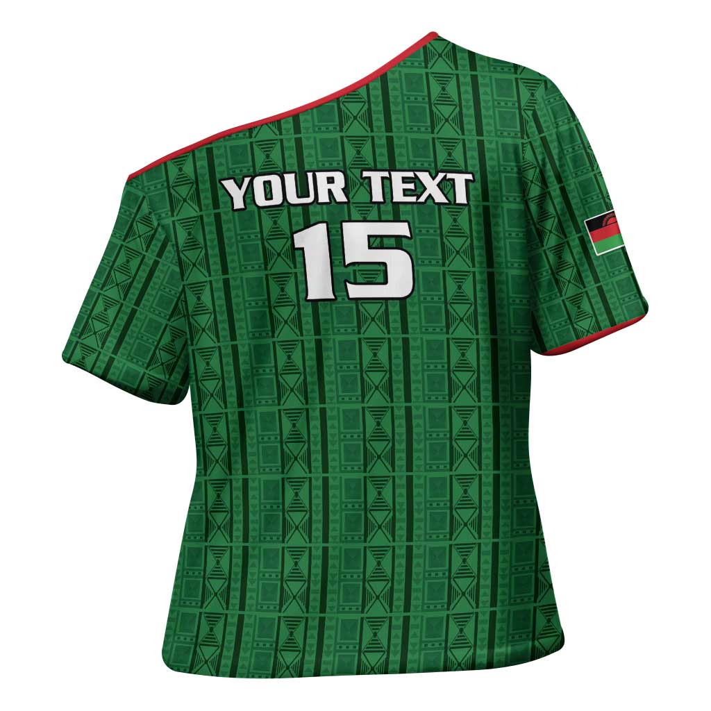 Custom Malawi Football Cross Shoulder Shirt Come On Flames - Green - Wonder Print Shop