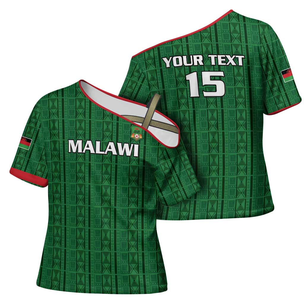 Custom Malawi Football Cross Shoulder Shirt Come On Flames - Green - Wonder Print Shop