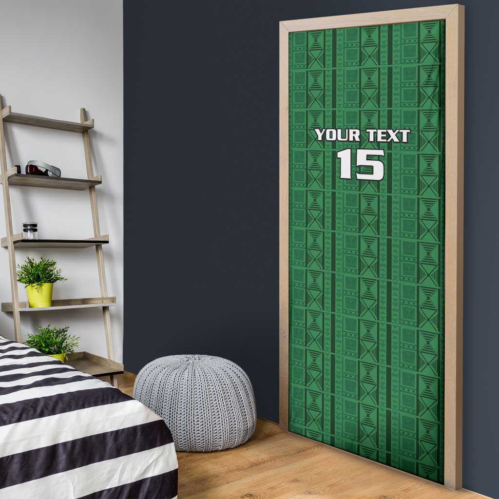Custom Malawi Football Door Cover Come On Flames - Green - Wonder Print Shop