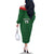 Custom Malawi Football Family Matching Off The Shoulder Long Sleeve Dress and Hawaiian Shirt Come On Flames - Green - Wonder Print Shop
