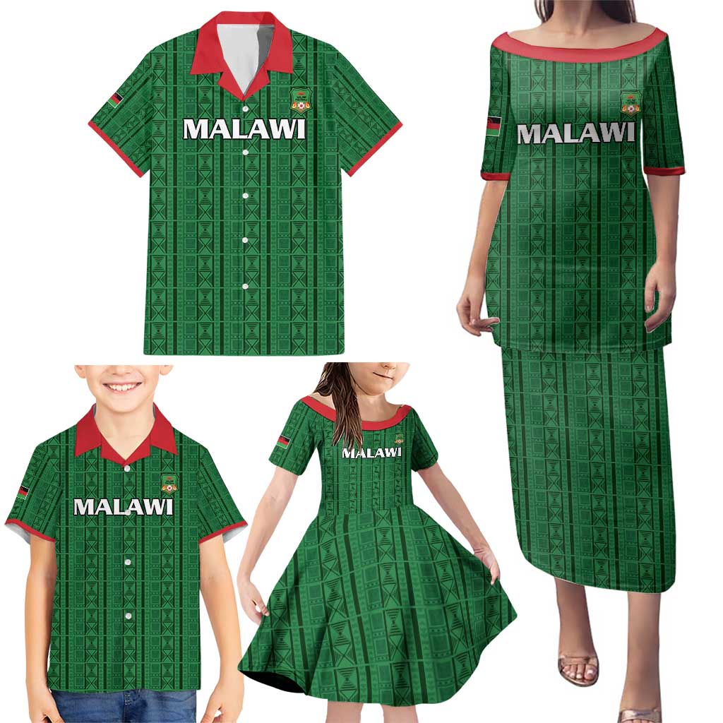 Custom Malawi Football Family Matching Puletasi and Hawaiian Shirt Come On Flames - Green - Wonder Print Shop