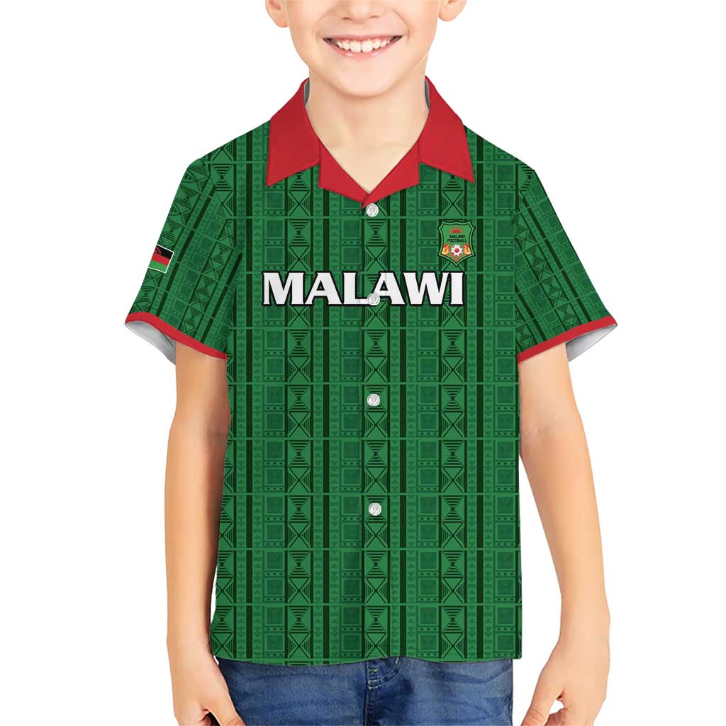 Custom Malawi Football Family Matching Short Sleeve Bodycon Dress and Hawaiian Shirt Come On Flames - Green - Wonder Print Shop