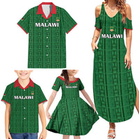 Custom Malawi Football Family Matching Summer Maxi Dress and Hawaiian Shirt Come On Flames - Green - Wonder Print Shop
