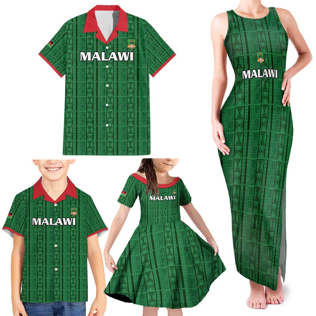 Custom Malawi Football Family Matching Tank Maxi Dress and Hawaiian Shirt Come On Flames - Green - Wonder Print Shop