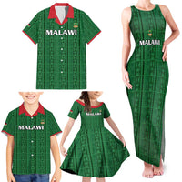 Custom Malawi Football Family Matching Tank Maxi Dress and Hawaiian Shirt Come On Flames - Green - Wonder Print Shop