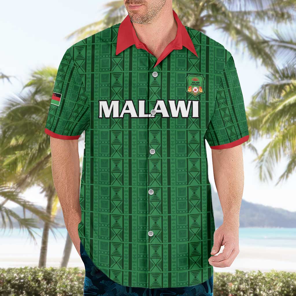 Custom Malawi Football Hawaiian Shirt Come On Flames - Green - Wonder Print Shop