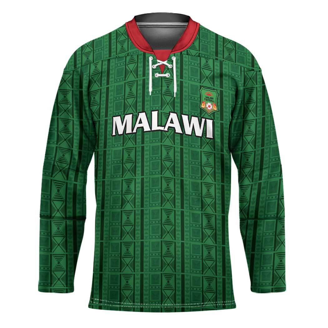 Custom Malawi Football Hockey Jersey Come On Flames - Green - Wonder Print Shop