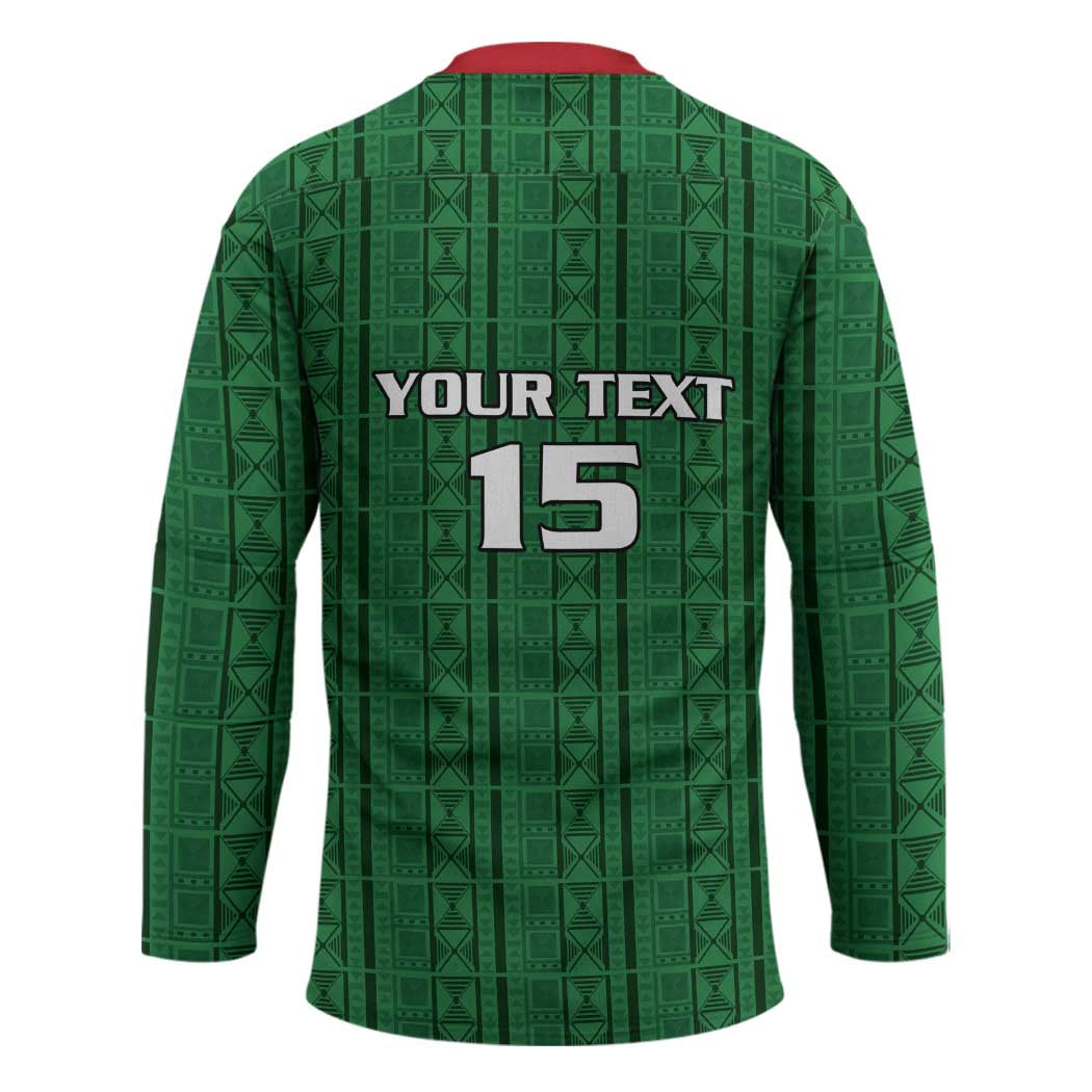 Custom Malawi Football Hockey Jersey Come On Flames - Green - Wonder Print Shop