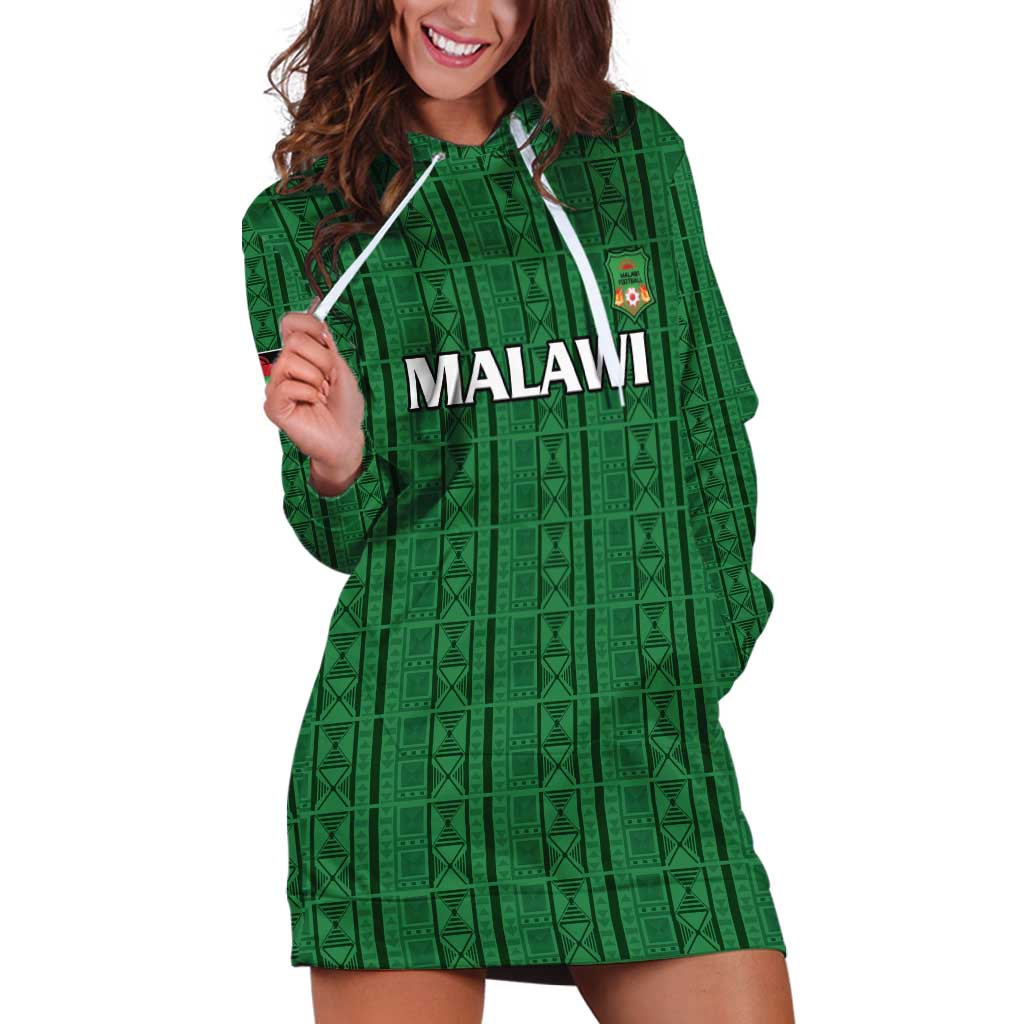 Custom Malawi Football Hoodie Dress Come On Flames - Green - Wonder Print Shop