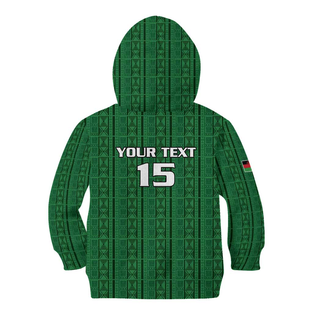 Custom Malawi Football Kid Hoodie Come On Flames - Green - Wonder Print Shop