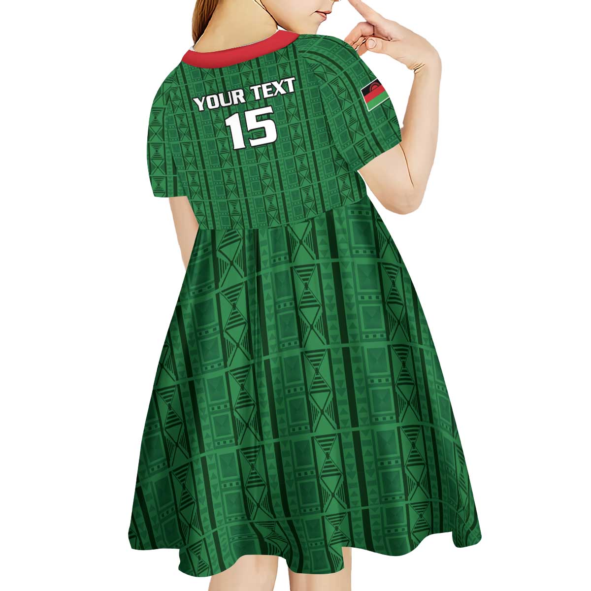 Custom Malawi Football Kid Short Sleeve Dress Come On Flames - Green - Wonder Print Shop