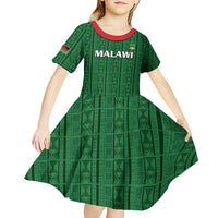 Custom Malawi Football Kid Short Sleeve Dress Come On Flames - Green - Wonder Print Shop