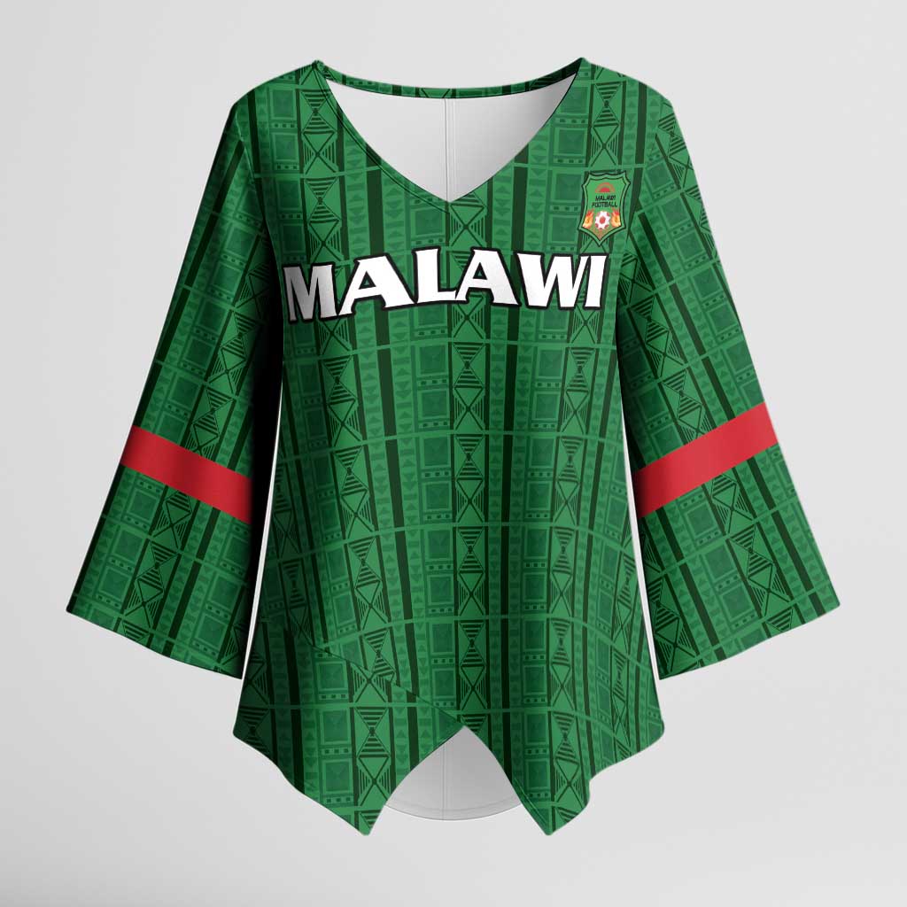 Custom Malawi Football Kimono Sleeve Blouse Come On Flames - Green - Wonder Print Shop