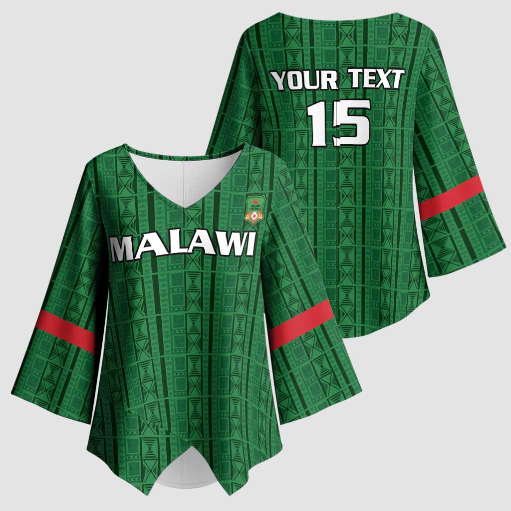 Custom Malawi Football Kimono Sleeve Blouse Come On Flames - Green - Wonder Print Shop