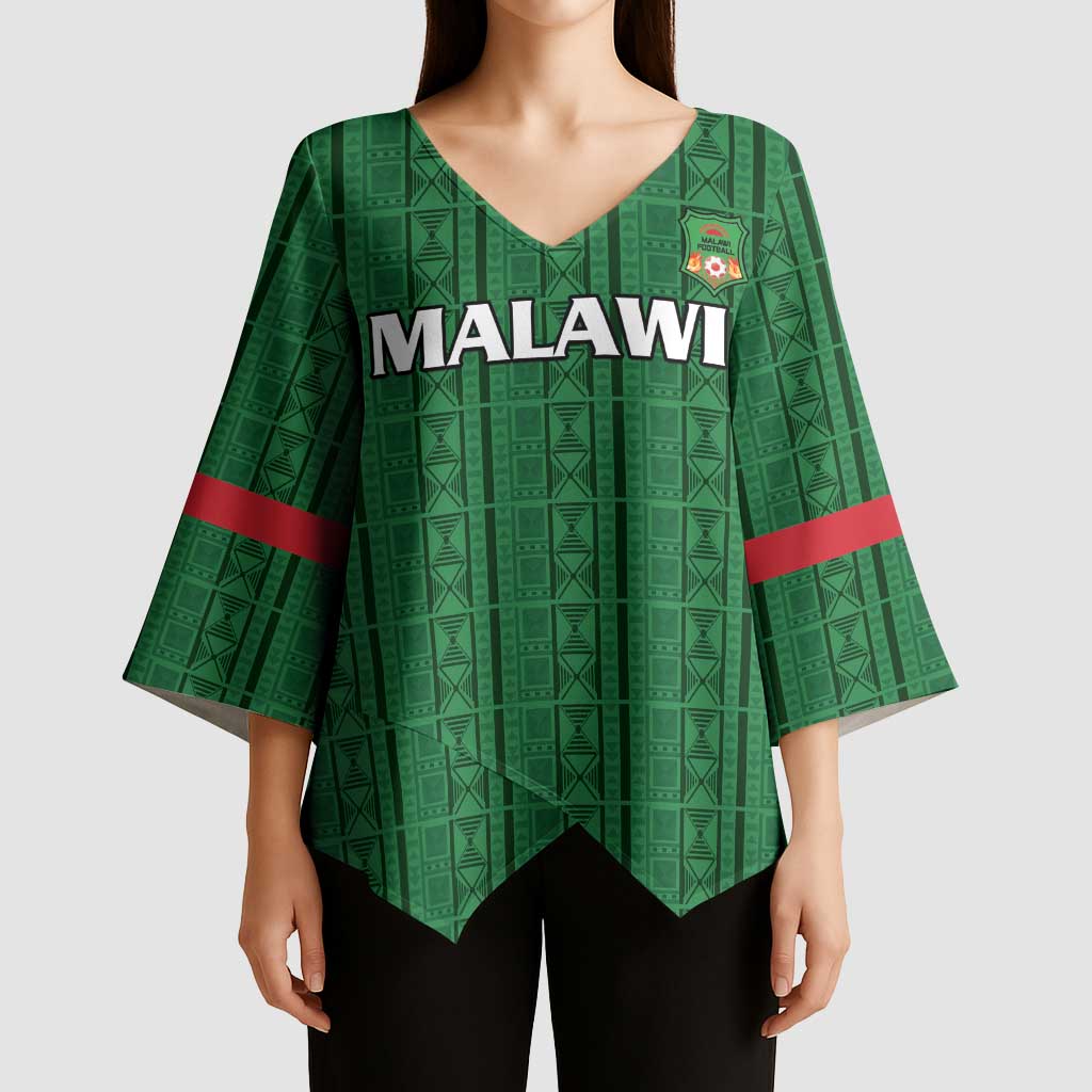 Custom Malawi Football Kimono Sleeve Blouse Come On Flames - Green - Wonder Print Shop