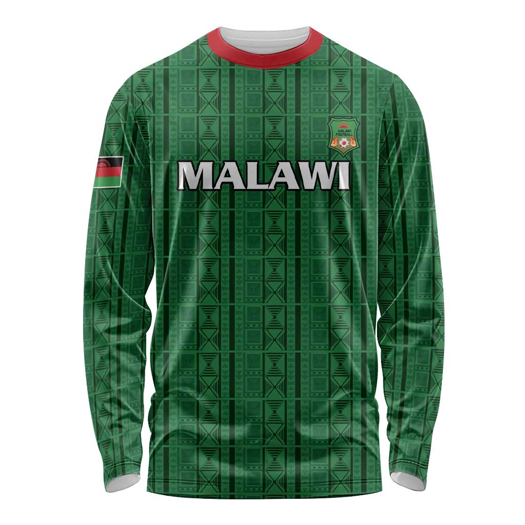 Custom Malawi Football Long Sleeve Shirt Come On Flames - Green - Wonder Print Shop